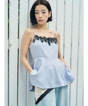 レースネックペプラムキャミソール