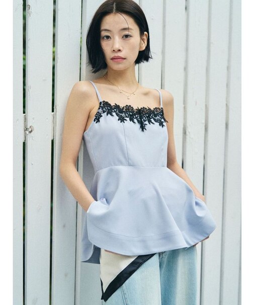 レースネックペプラムキャミソール
