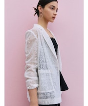 タイルパターンレースダブルジャケット