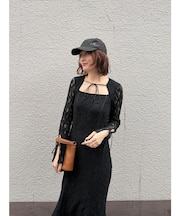 カットアウトデザインレースワンピース