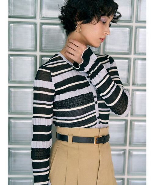 シアーボーダーカーデプルオーバー