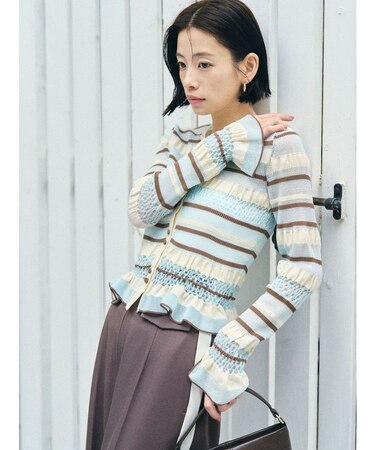 シアーボーダーカーデプルオーバー