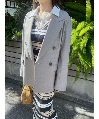 シャツレイヤードボーダーニットワンピース