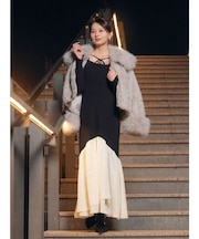 ボレロレイヤードニットドッキングワンピース