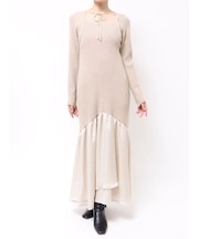 ボレロレイヤードニットドッキングワンピース