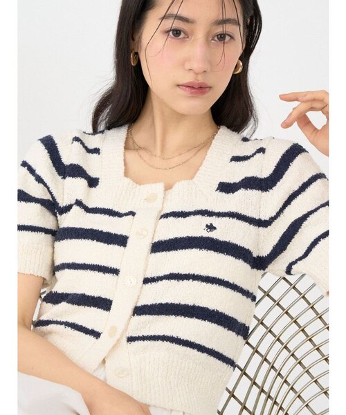 専用ブークレヤーンハーフスリーブコンパクトニットカーディガン POLO BCSコラボ】ブークレヤーンハーフスリーブコンパクトニット