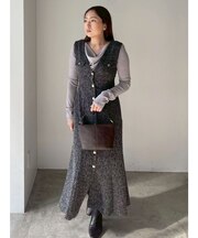 フラップボタンツィードジャンパースカート