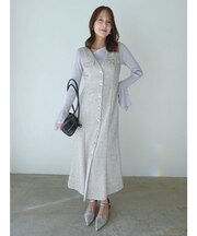 フラップボタンツィードジャンパースカート