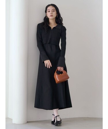 カラーカーデフォルムニットワンピース