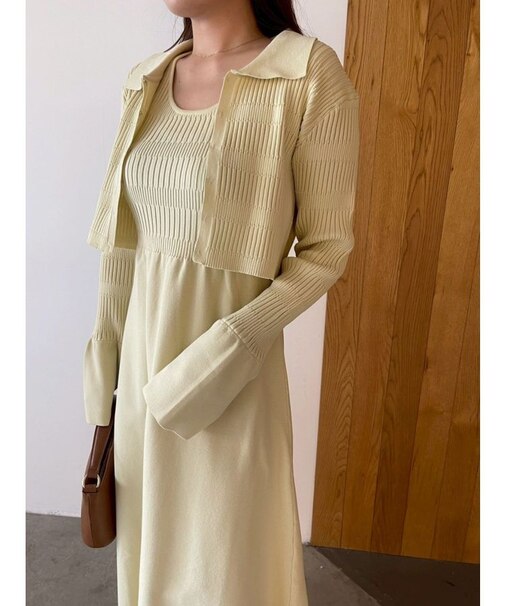 カラーカーデフォルムニットワンピース