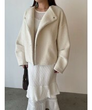 ニッティングパターンヘムフリルニットワンピース