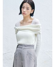 チュールコンビオフショルニットプルオーバー