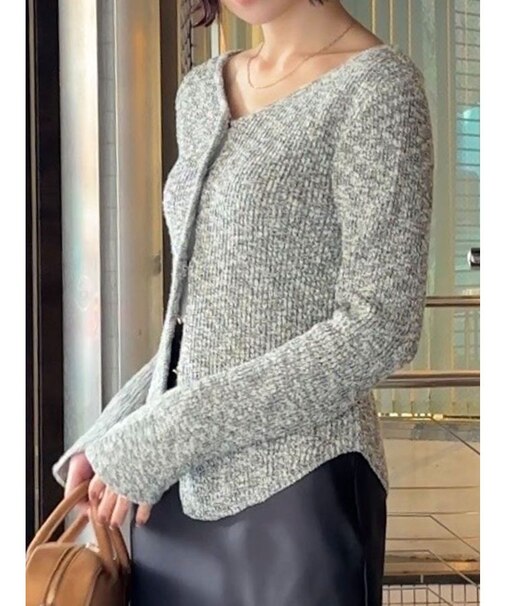 ボタンデザインニットカーデプルオーバー