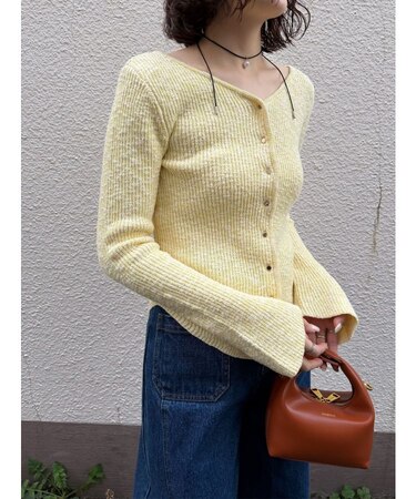 ボタンデザインニットカーデプルオーバー