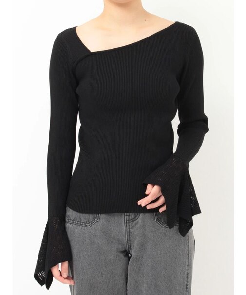 シアーパターンカフスリブニットプルオーバー