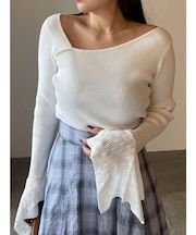 シアーパターンカフスリブニットプルオーバー