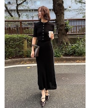 バイカラーサイドラインレースニットセットアップ