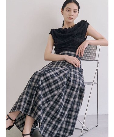 チェックタックフレアスカート