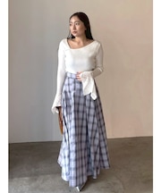 チェックタックフレアスカート