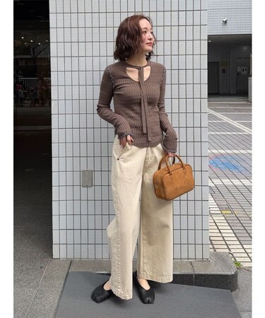 デザインリブボウタイニットプルオーバー