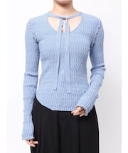 デザインリブボウタイニットプルオーバー