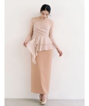 LADYアシンメトリーペプラムフリルドレス