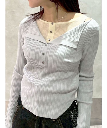 レイヤードライクリブニットプルオーバー