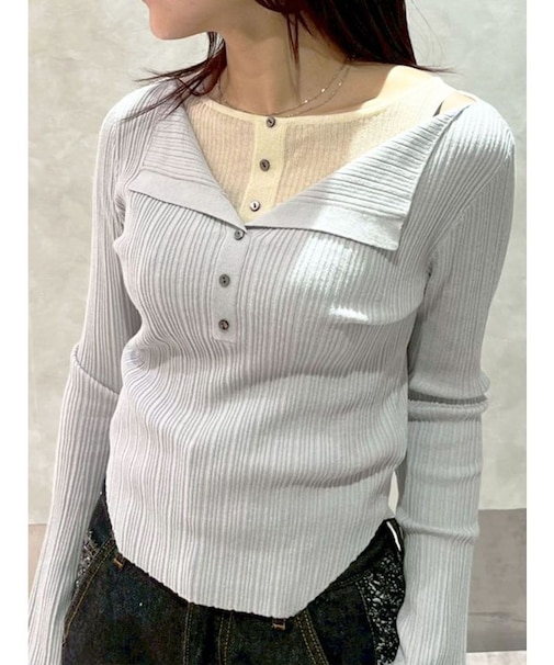 レイヤードライクリブニットプルオーバー