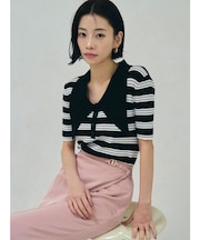 ヘムレイヤードビッグカラーポロニットプルオーバー