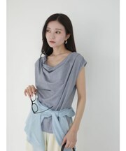 【接触冷感】オフショルドレープカットトップス