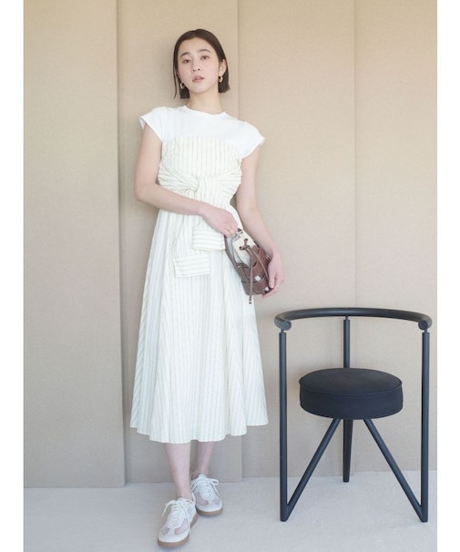 カットドッキングシャツレイヤードワンピース