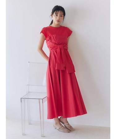 カットドッキングシャツレイヤードワンピース