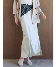 【接触冷感】スリットサテンナロースカート