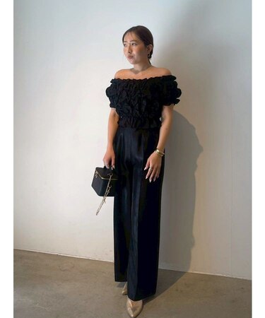 LADYシャーリングブラウスパンツドレス