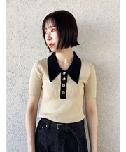 カラーネックラインニットプルオーバー