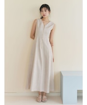 フロントZIPミックスカラーワンピース