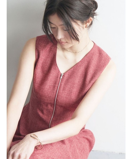 フロントZIPミックスカラーワンピース