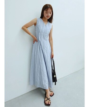 フロントZIPミックスカラーワンピース