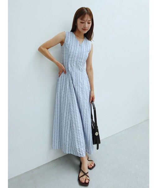 フロントZIPミックスカラーワンピース