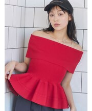 ペプラムオフショルニットプルオーバー