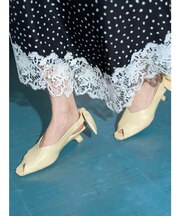 バックリボンオープントゥパンプス