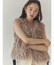 サイドリボンファーベスト