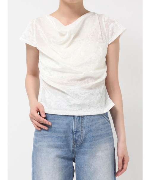 バックリボンベロアトップス