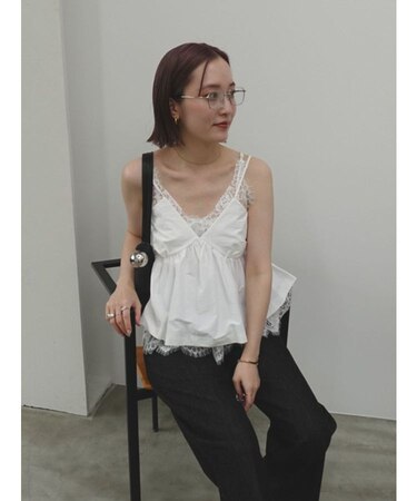 【WEB限定カラーあり】レースレイヤードランジェリーチュニック