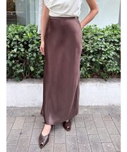 【接触冷感】スリットサテンナロースカート