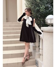 LADYベロアバルーンニミワンピース