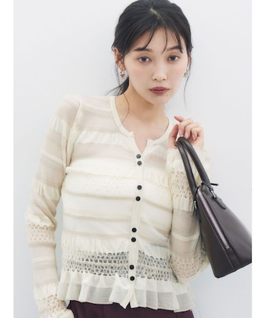【WEB限定カラーあり】シアーボーダーカーデプルオーバー