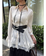 ヘムレースサテンチュニックブラウス