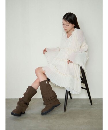プリーツシフォンミニワンピース