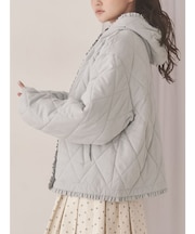 フリルキルティングフードジャケット